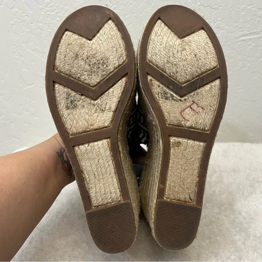 Marc Fisher LTD Andrew espadrille platform wedge sandals black and white